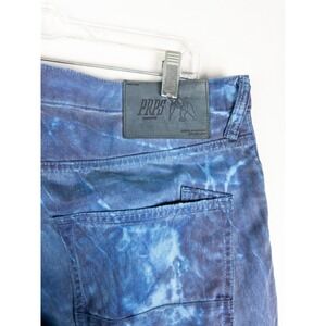PRPS Jeans Mens Demon Tie Dye Blue 36 Straight Artwork 100% Cotton High Rise
